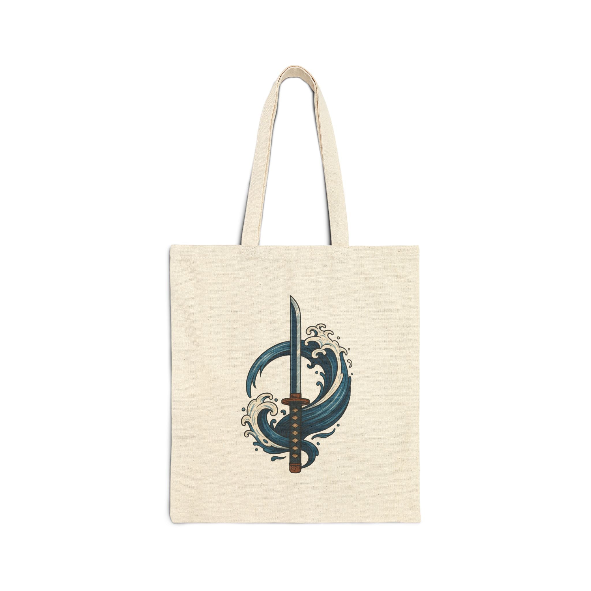Ocean Wave Design Cotton Canvas Tote Bag