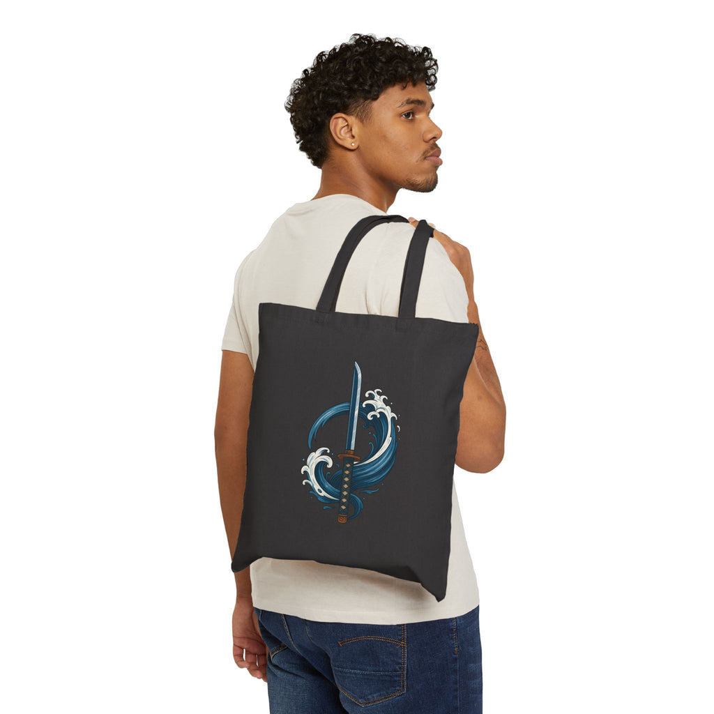 Ocean Wave Design Cotton Canvas Tote Bag